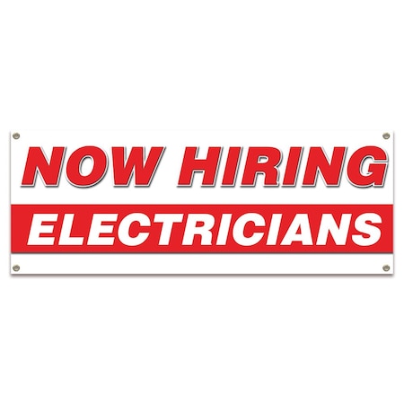 Signmission Now Hiring Electricians Banner Apply Inside Accepting Application Single Sided B-30235
